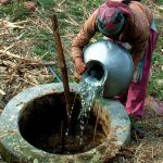 Water and bovine dung is put in the mixing chamber of biogas digester