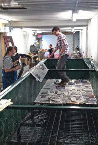 Vermicomposting bin preparation, University of Wisconsin-La Crosse