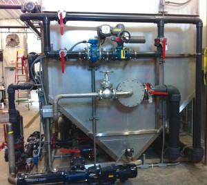 Effluent exiting the digester is separated into solid and liquid streams using a dissolved air flotation system