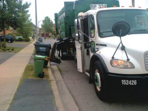 The Region of Peel, Ontario is in the midst of a year-long alternate week trash collection pilot with 6,000 single-family homes. The impact on increased use of the existing Green Bin (organics) and Blue Box (recycling) containers and overall program costs are being evaluated.