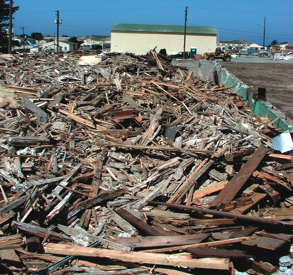 About 130 million tons of C&D debris were generated in 2010, including about 36.4 million tons of wood. Demolition accounted for about 80 percent of the wood debris.