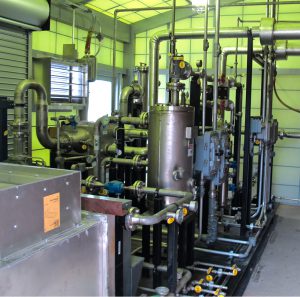 The gas conditioning skid at the York, Pennsylvania WWTP removes moisture, hydrogen sulfide and siloxanes from the biogas. (Photo courtesy of E-finity Corp)