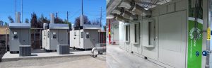 Microturbines manufactured by Flex Energy (left), which purchased Ingersol Rand’s 250 kW microturbine business, and Capstone (right) meet stringent air quality emissions requirements. (Photos courtesy of Flex Energy and E-finity Corp)