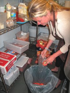 Vendors are provided color-coded  5-gallon buckets for food waste separation and collection. Larger containers are available if needed. 