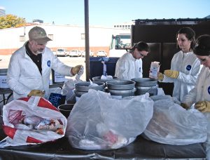 A one-day sort of waste from food service areas helped determine the percentage of potentially recyclable and compostable waste.