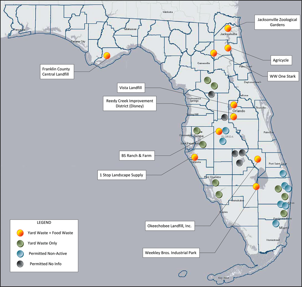Figure 1. Florida DEP permitted composting facilities, 2012