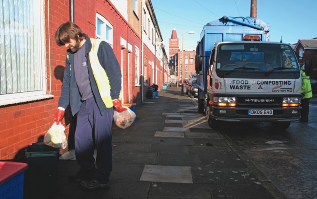 When a municipality offers a food waste collection service, it normally provides a small container for the kitchen and a larger outdoor container (left) for separated food waste.