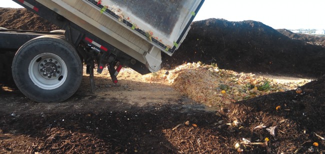 The first load of food waste tipped at the Miramar Greenery weighed 3.8 tons.