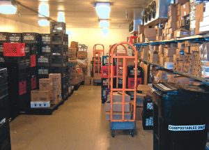 After the two pilots, it was determined that totes stored in a cooler between collections (above), and then staged outside on the scheduled pick up day, was still the best arrangement.