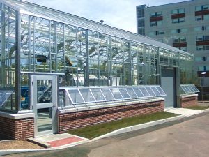 The composting system is housed in a 1,000 square foot greenhous.