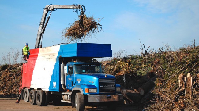 Both chipped and unchipped wood (above) was transferred to Floyd Bennett Field as the dumping stations throughout New York City reached capacity.