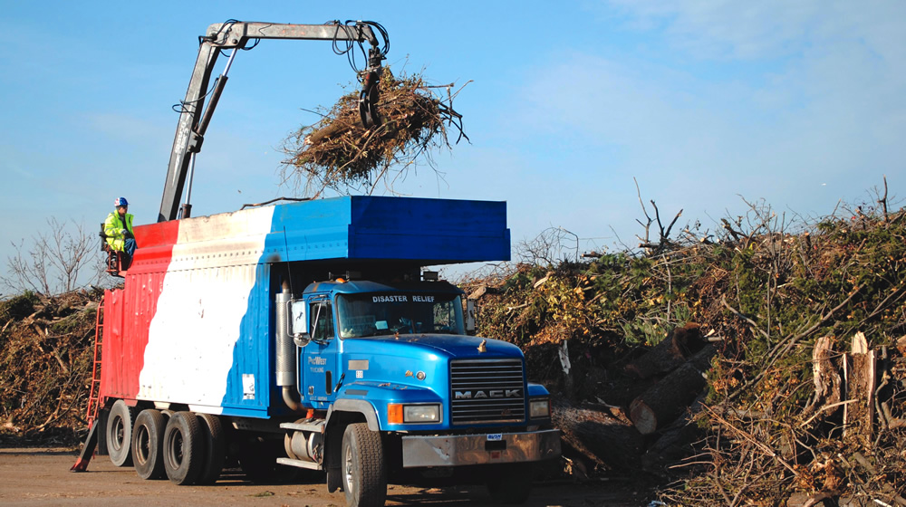 Both chipped and unchipped wood was transferred to Floyd Bennett Field as the dumping stations throughout New York City reached capacity.