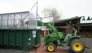 Green Mountain Technologies’ Earthflow-22 in-vessel composting unit at the IOS Ranch of Bainbridge Island. 