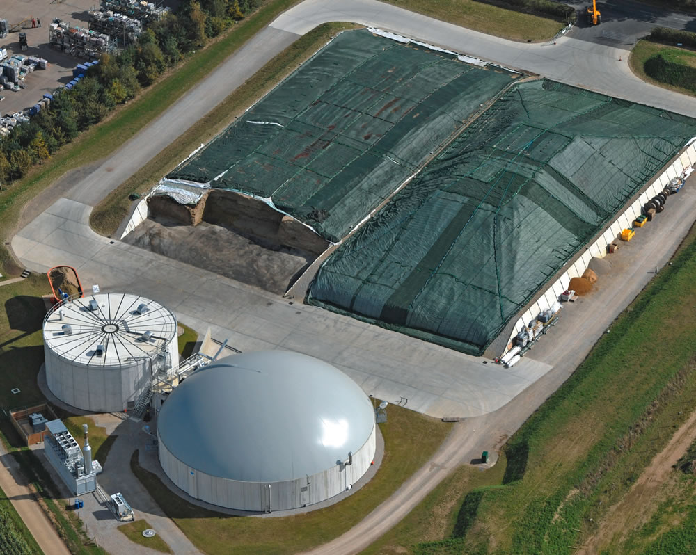 Of the UK’s nonwater industry plants, 44 use agricultural feedstocks such as slurries and crops. One example is the Spring Farm anaerobic digester in Norfolk, UK.