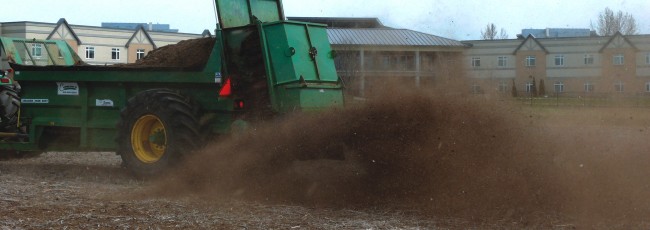 The compost utilized in the 3-year field trials being conducted by the Ontario Ministry of Agriculture and Food comes from residential green bin programs in Ontario, primarily from the Region of Peel. Up to 15 farm sites across the province are being evaluated in side-by-side comparisons with compost and controls.
