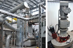 A DODA bioseparator processes all incoming liquids — packaged and unpackaged — except for the fats, oils and greases. The unit has a wet-feed, inline contaminant removal system with a bag breaker (right). It uses mechanical paddles to sort and remove inorganic materials. 