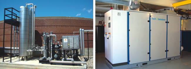 Danville, Illinois is in the first year of operation of its cogeneration project that includes an IC engine (right) and a gas conditioning skid (left).