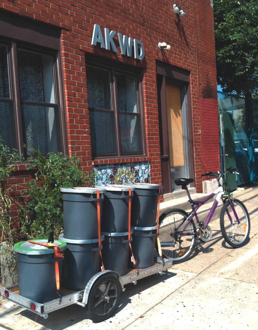 Philly Compost collects food scraps by bicycle from 10 customers within a 1.5 mile radius.