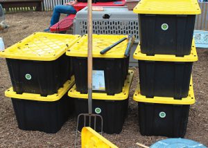 Food scraps collected at the Greenmarkets are transported to mid-size community composting sites in containers.