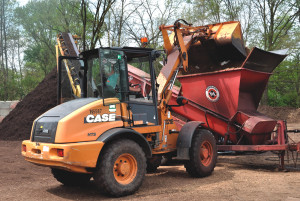 A Morbark colorizer has a throughput of about 60 cubic yards/hour. Mulch colors include red, cherry brown and black.