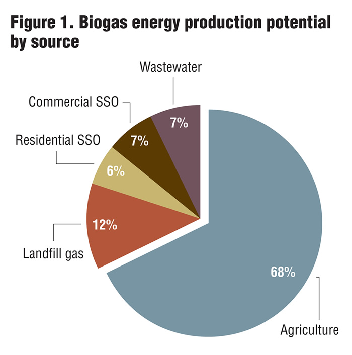 Figure 1. Biogas energy production potential by source