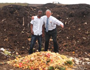 The program requires that hotel staff and a representative of its hauler inspect the hotel’s first three food scraps loads with City staff at the Miramar Greenery. A clean load from the Crowne Plaza Hotel is being celebrated.