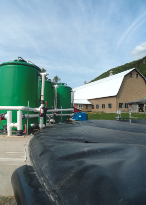 The new digester at Longview Farm in Hadley, Massachusetts has three receiving tanks for food waste. They are separated and stored based on their energy content.