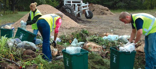 In the residential SSO collection pilot, households were instructed to put food scraps in compostable bags, and place in the cart with yard trimmings and large sized items such as pizza boxes. 