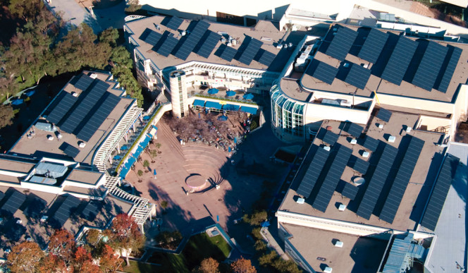 As of the fourth quarter of 2013, nearly 100 percent of all architecturally suitable campus building rooftops at UCSD are photovoltaic-equipped.