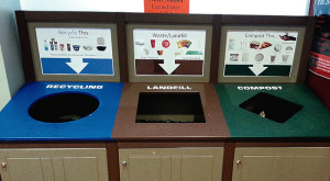 Front-of-house zero waste station at North Central College.