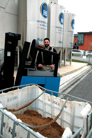 Spent grains from Hofbräuhaus, a German beer hall, sent to a local farmer for cattle feed.