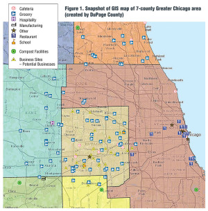 Figure 1. Snapshot of GIS map of 7-county Greater Chicago area (created by DuPage County)