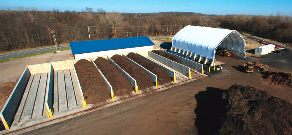 The retrofit at the Amboy Compost Facility included installation of eight aeration bays with positive airflow. A 6- to 12-inch cover layer of finished compost works as a biofilter.