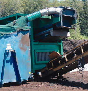 To meet the state’s limit on the amount of contaminants in finished compost, material is screened with a Komptech star screen equipped with wind sifters.