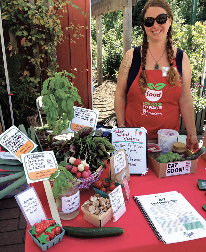 King County, Washington’s display at a farmers market, which included information on how to keep the produce being purchased fresh, was popular and effective to recruit participants for its Food: Too Good To Waste (FTGTW) Challenge.