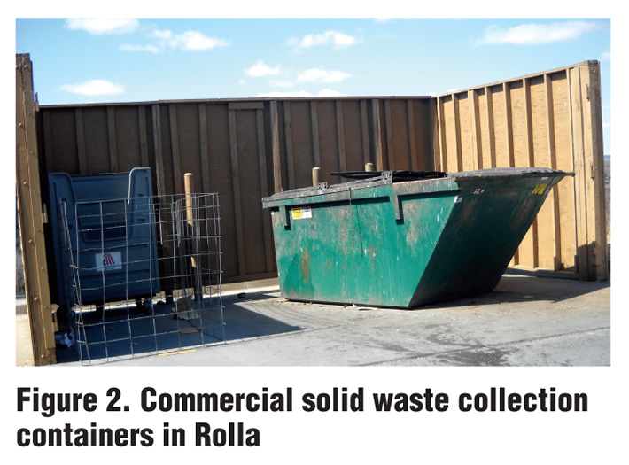 Figure 2. Commercial solid waste collection containers in Rolla