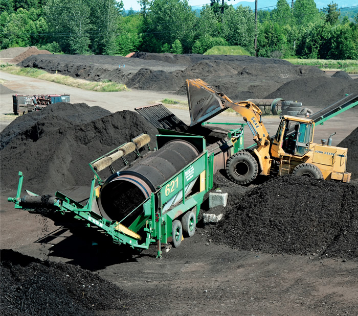 Compost is screened to three-eighth-inch minus, and marketed in bulk locally.