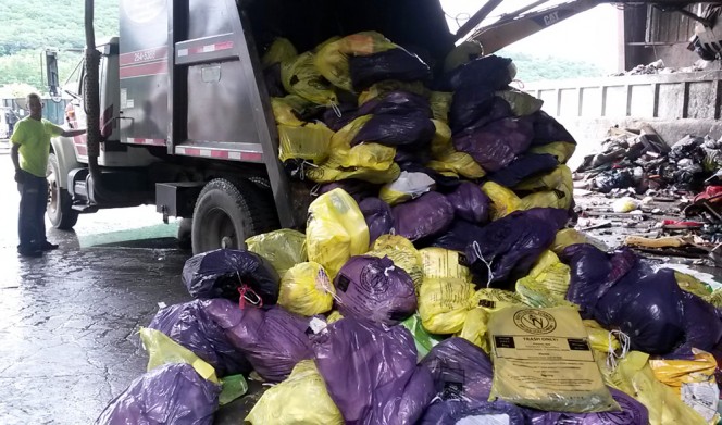 Brattleboro’s Pay-As-You-Throw program offers a yellow 13-gallon bag for $2 and a 33-gallon purple bag for $3.