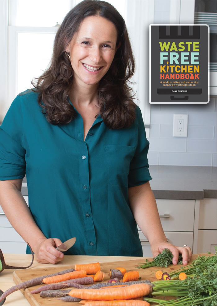 Author Dana Gunders provides 20 recipes to help inspire use of “the random assortment of ingredients in your fridge at the end of the week, or of those avocados or bananas that are a bit past their prime.”
