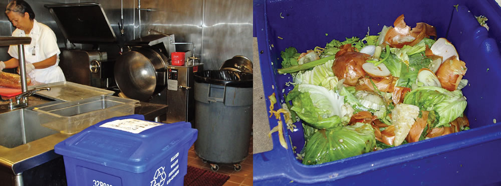 A variety of carts are used to collect food scraps in the food service areas on the SDSU campus. 
