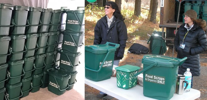 Residents in Ridgefield drop separated organics off at the town’s Recycling Center. Countertop bins, transport containers and compostable bags were distributed to residents during a kick-off in November.