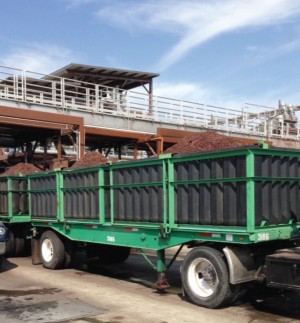 Bronco Wine Company’s facility in Ceres, California sends its pomace — grape skin, stems and seeds — to another winery to extract the grape seed oil, after which it is used to feed cattle.