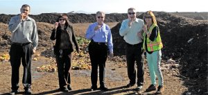 Resort and city staff celebrate — with chocolate — a successful inspection of the first food waste load (no contamination) after joining the City’s program. From left to right: Executive Steward Francisco Ochoa, Manager of Janitorial Services Paula Teixeira, Director of Engineering David Homa, Food and Beverage Manager Bengt Samuelsson, and City’s Environmental Specialist Ana Carvalho.