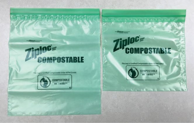 Samples of compostable Ziploc bags supplied to households in two Seattle neighborhoods. 