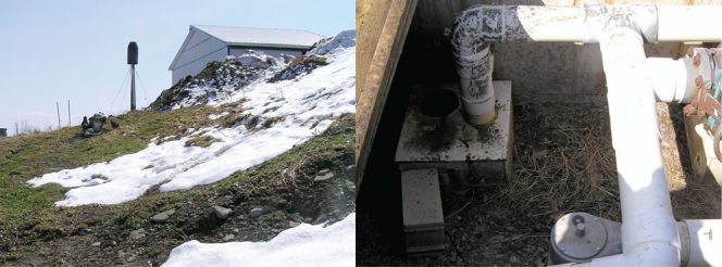 Incidents, such as an episode of reverse gas flow from the biogas flare (left) igniting and scorching PVC gas piping (right), illustrates how a unit can deviate from expected performance. 