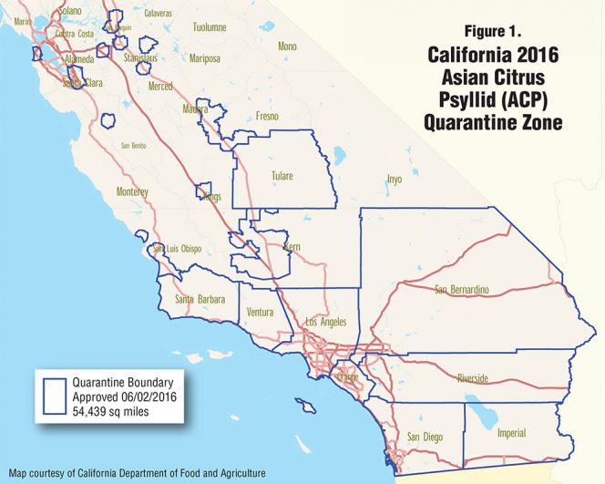 Figure 1. California 2016 Asian Citrus Psyllid (ACP) Quarantine Zone