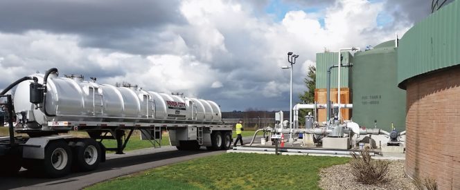 A hauler connects to FOG receiving station at City of Gresham, Oregon Water Resource Recovery Facility. 