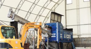 Anaerobic digestion and composting facilities have been erecting fabric structures to house depackaging and food waste preprocessing systems, such as this installation at Staten Island Composting in New York.