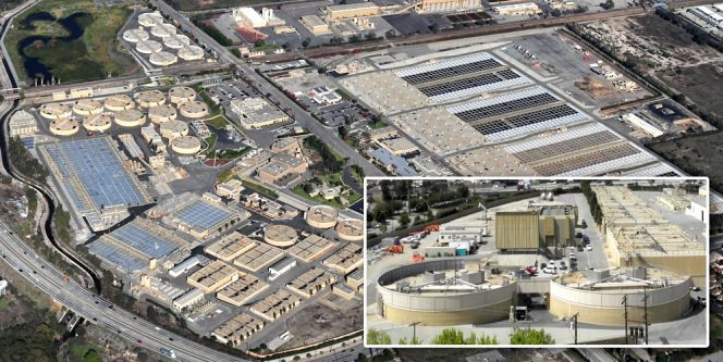 The Sanitation Districts’ JWPCP in Carson (CA) treats an average of 280 million gallons/day of wastewater. One of the two anaerobic digestion tanks above has been used for codigestion, with the second serving as the control.