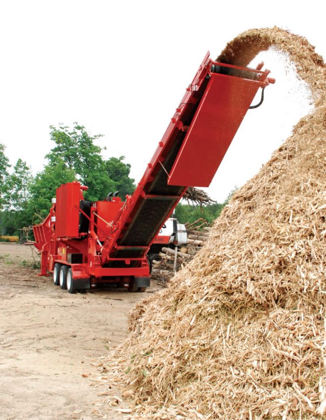 Morbark 6600 horizontal grinder powered by 1,200 hp 12 cylinder CAT engine at Tree Cycle Land Clearing Inc.